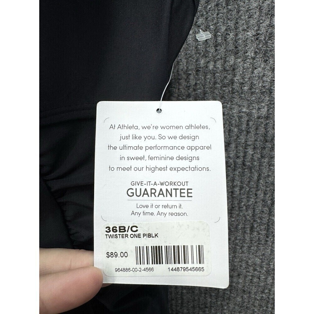 Athleta Twister Swimsuit One Piece Womens 36 B/C Black Underwire Ruched Side NEW - Picture 3 of 11